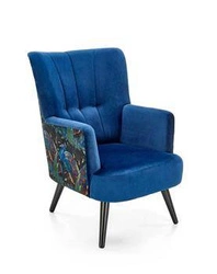 Relaxační křeslo Gredos samet modrý do obýváku moderní s područkami Intesi