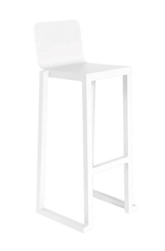 Zahradní barová židle Barcino bílá kovová s opěrkou moderní do kuchyně i exteriéru Resol