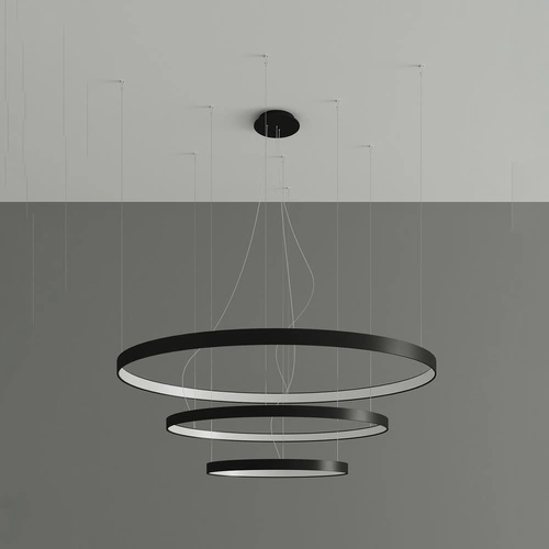 Moderní černý LED lustr RIO 3 do obýváku a jídelny, hliník, 110 cm Thoro