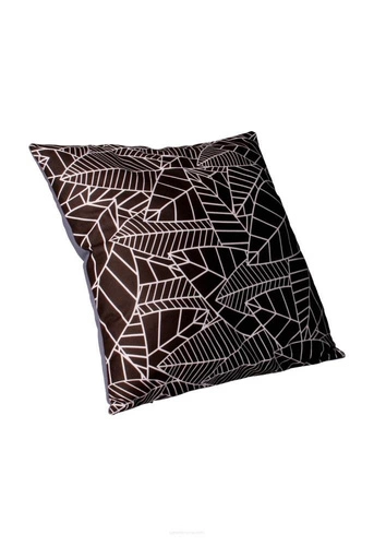 Sametový dekorační polštář Weed černo-bílý antialergenní do obýváku 40x40 cm