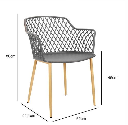 Jídelní židle Basel tmavě šedá Intesi boho styl s područkami snadné čištění