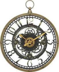 Industriální nástěnné hodiny Meca Atmosphera vintage zlatá Ø 27 cm do obýváku nebo kanceláře