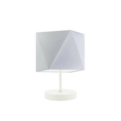 Noční lampička PASADENA moderní se světle šedým stínidlem na bílém podstavci do ložnice