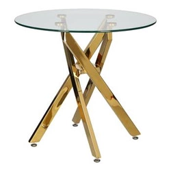 Konferenční stolek Amber kulatý skleněný 60 cm čirý zlatý glamour do obýváku Intesi