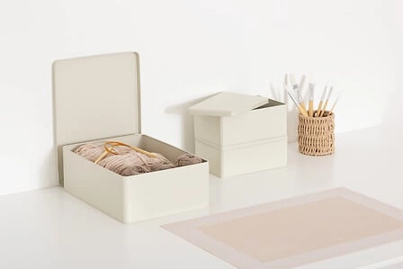 Sada 3 kovových dekoračních krabiček Deskolor šedé do kanceláře a dětského pokoje