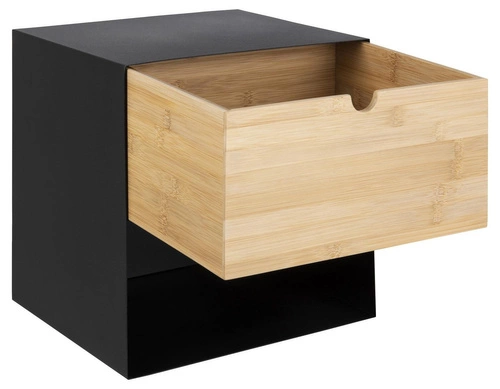 Závěsný noční stolek s zásuvkou 30 cm černý dřevěný moderní Actona Joliet