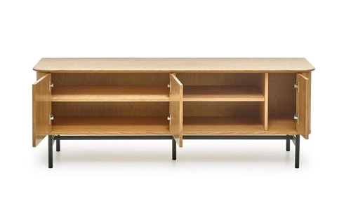 TV stolek Zefir 167 cm moderní dřevěný dub černý na vysokých nohách do obýváku Intesi