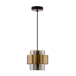 Spiega závěsná lampa černá+mosaz 1x60W E27 kouřové stínítko