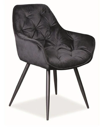 Čalouněná jídelní židle Cheer Velvet černá s područkami do jídelny a obýváku sametová Intesi