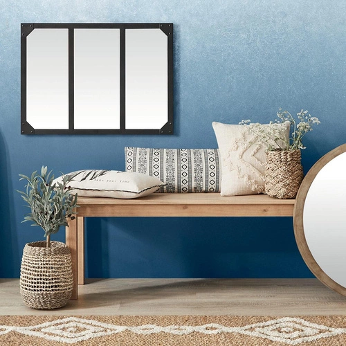 Obdélníkové zrcadlo Lola 54x74 cm černé závěsné industriální do předsíně Atmosphera