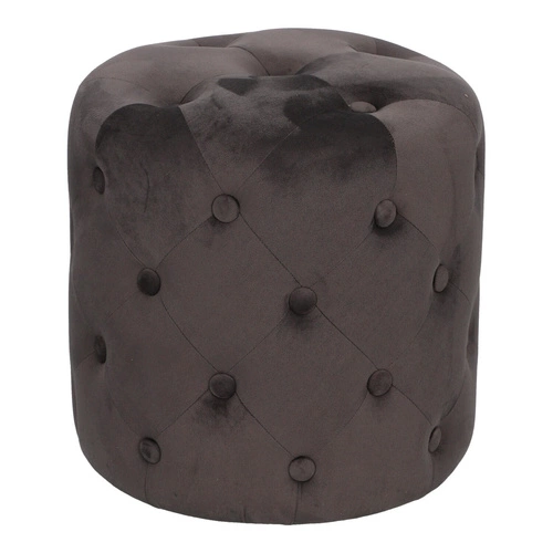 Sametový kulatý taburet Adriana šedý pro glamour obývací pokoj 38 cm Atmosphera