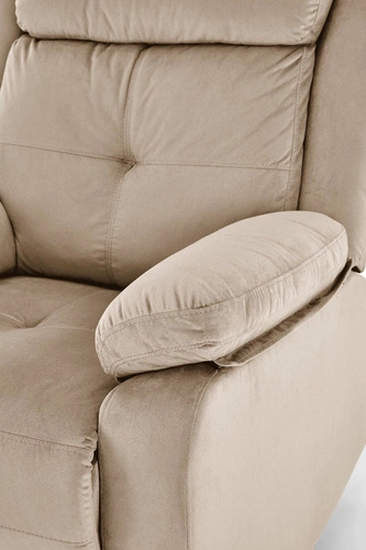 Relaxační křeslo Fearne béžové rozkládací do obýváku s podnožkou a USB portem Intesi