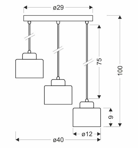 Závěsná lampa Wama černá 3x40W E27 stínidlo černá+stříbrná