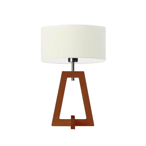 Noční lampička do ložnice Clio LYSNE glamour s ecru stínidlem a mahagonovým dřevěným podstavcem