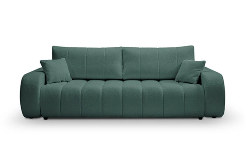 Rozkládací pohovka pro 3 osoby Hobro zelená s úložným prostorem a funkcí spaní do obýváku