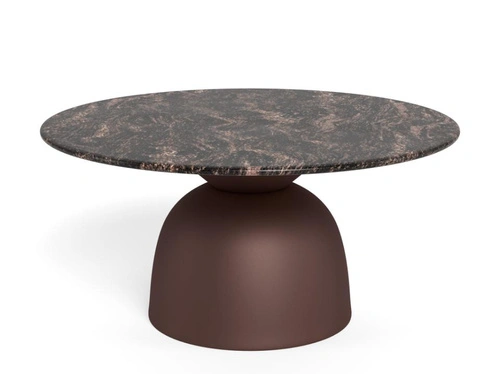 Konferenční stolek Ferrol kulatý mramorový hnědý 80 cm do obýváku