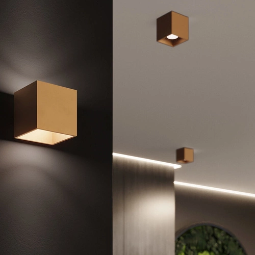 Stropní svítidlo čtvercové QUAD 1 zlaté kovové moderní do obývacího pokoje SOLLUX LIGHTING