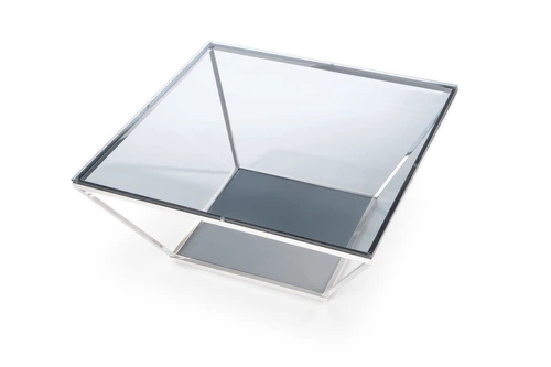 Konferenční stolek Fabio skleněný čtvercový kouřový 100x100 cm moderní do obýváku Intesi