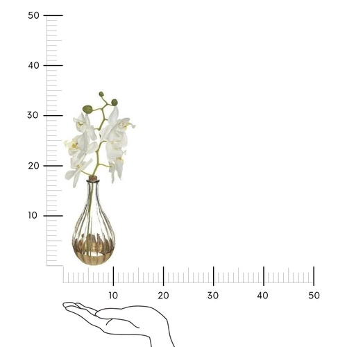 Umělá bílá orchidej ve skleněné váze Edi 40 cm moderní do obýváku Atmosphera