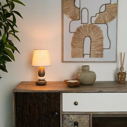 Keramická noční lampička Luis béžovo-bílá s krémovým stínidlem do ložnice Atmosphera 30 cm