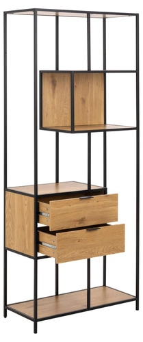 Knihovna Seaford II loftová s zásuvkami dub/černá 77 cm