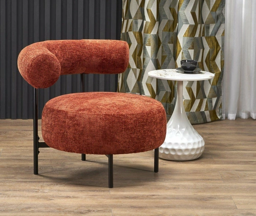 Relaxační křeslo Belmira skořicové do obýváku moderní čalouněné na černých nohách