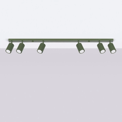 Stropní svítidlo KARBON 6L olivově zelené minimalistické do obýváku s nastavitelným stínidlem