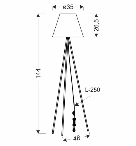 Stojací lampa PLATINO černá 1x40W E27 stínidlo měděné barvy