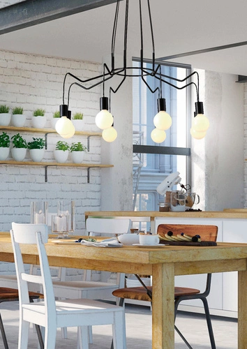 Závěsné svítidlo Basso černé matné 8ramenné do obýváku a ložnice moderní kov