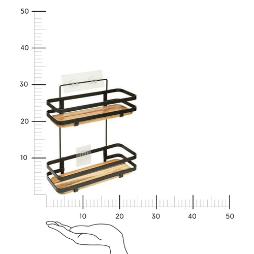 Samolepicí koupelnová polička z černé akácie pod sprchu 5five simply smart