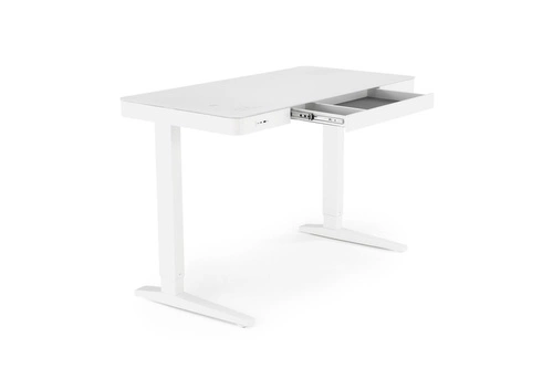Moderní bílé psací stůl s nastavitelnou výškou a zásuvkami Alembe Intesi 120x60 cm