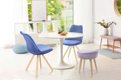 Kulatý jídelní stůl Simplet Skinny White 80 cm bílý moderní na jedné noze