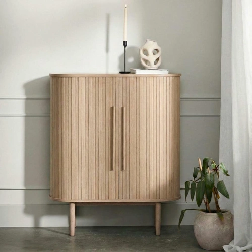 Komoda Meta vysoká 100 cm moderní dubová na nožičkách do obýváku