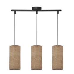 Závěsná lampa Ballo černá 3x60 E27 ořechové stínidlo
