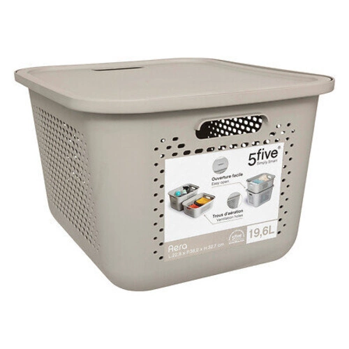 Úložný koš s víkem Aera 19,6 l béžový do koupelny a kuchyně 5five