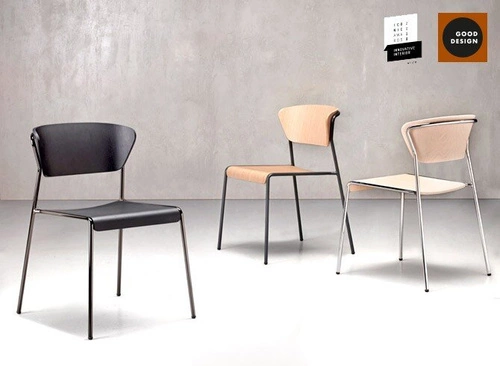 Jídelní židle Lisa SCAB Design černá, kovová s bukovým sedákem loft industriální