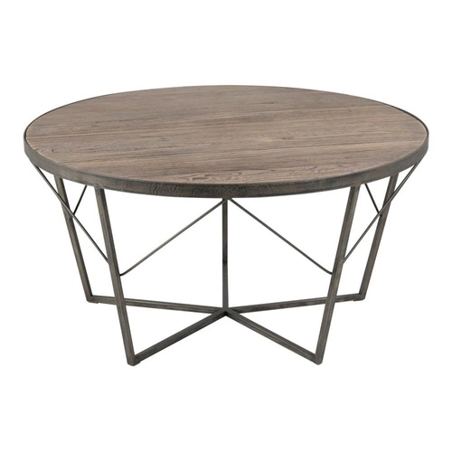 Kulatý černý dřevěný konferenční stolek s kovovou podnoží moderní do obýváku Actona