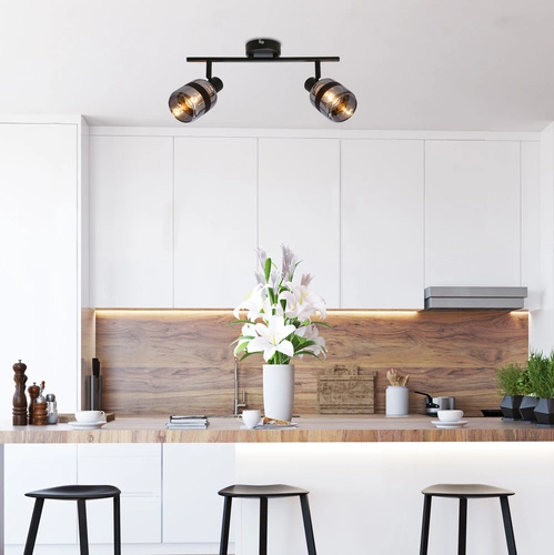 Stropní svítidlo Yuki moderní černá lišta s nastavitelnými spoty do obýváku a ložnice