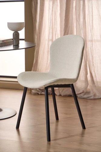 Židle Esra béžová čalouněná jídelní moderní na černých nohách