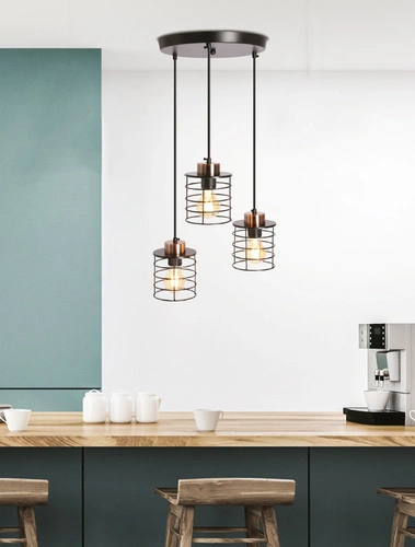Závěsná lampa Glob černá+zlatý plech 3x40W E27 stínidlo černé