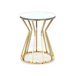 Kulatý konferenční stolek Finea S skleněný zlatý moderní glamour do obýváku 45 cm Intesi