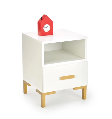 Moderní bílý noční stolek Tisaia Intesi se zásuvkou do ložnice a studentského pokoje