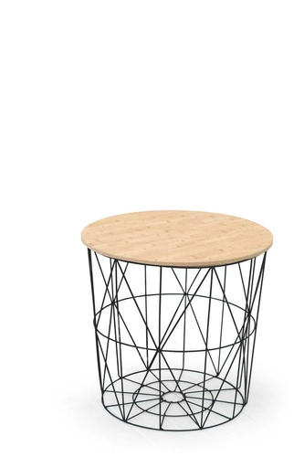 Kulatý konferenční stolek Skalba Intesi černý přírodní moderní s úložným prostorem do obýváku