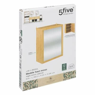 Závěsná bambusová koupelnová skříňka s zrcadlem 38,5 cm boho skandinávský styl 5five