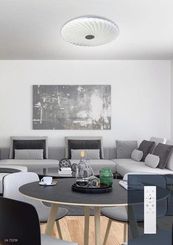 Stropní LED svítidlo Calipso bílý kulatý 48,5 cm moderní s dálkovým ovládáním do obýváku