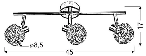 Stropní svítidlo Collar moderní chromované 3bodové nastavitelné do obýváku a ložnice