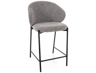 Barová židle Elsme šedá čalouněná s opěrkou do kuchyně na černých nohách