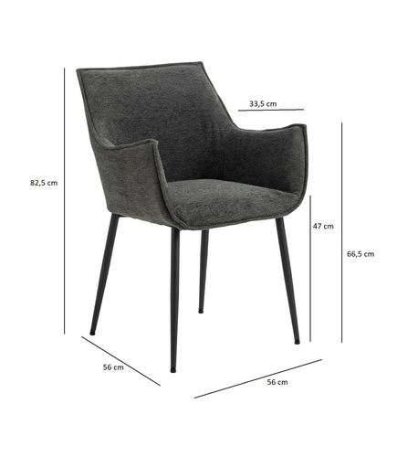 Čalouněná jídelní židle Bonita šedá s područkami moderní Actona