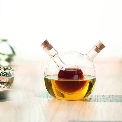 Skleněná láhev 2v1 na olej a ocet 480 ml kulatá moderní 5five simply smart