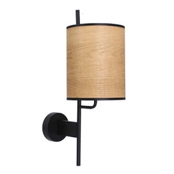 Nástěnné svítidlo Zeta moderní černé s dřevěným stínidlem do obýváku a ložnice CANDELLUX